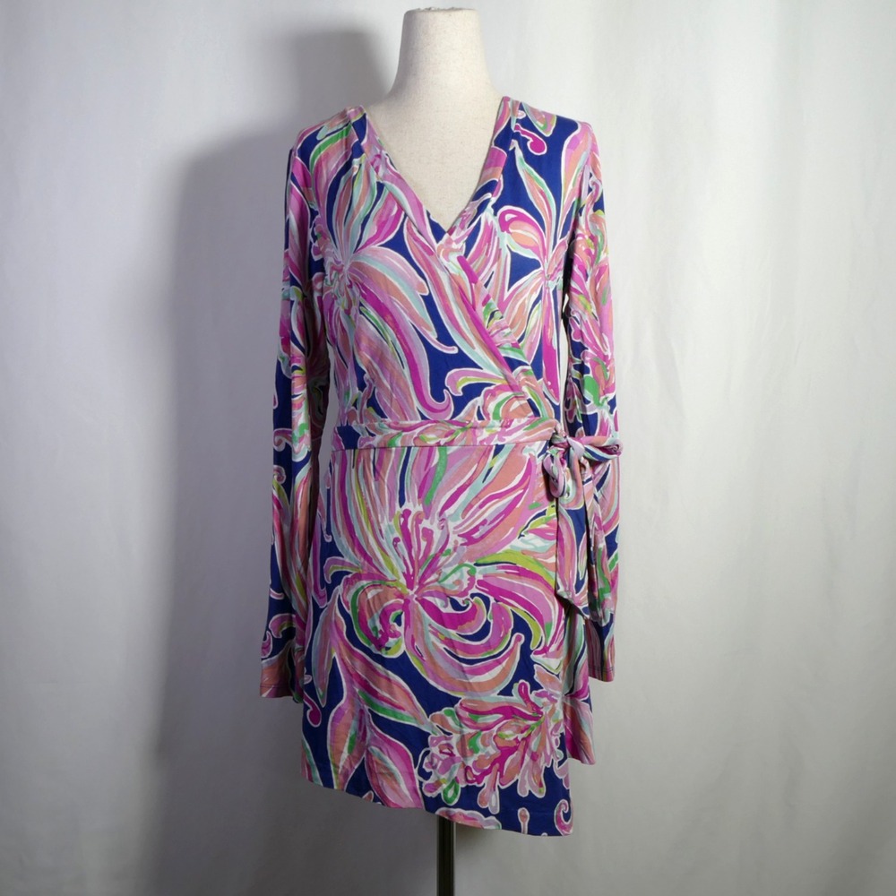 Lilly Pulitzer Women Banana Flambe Tiki Wrap Romper Size M Preppy Beach Colorful